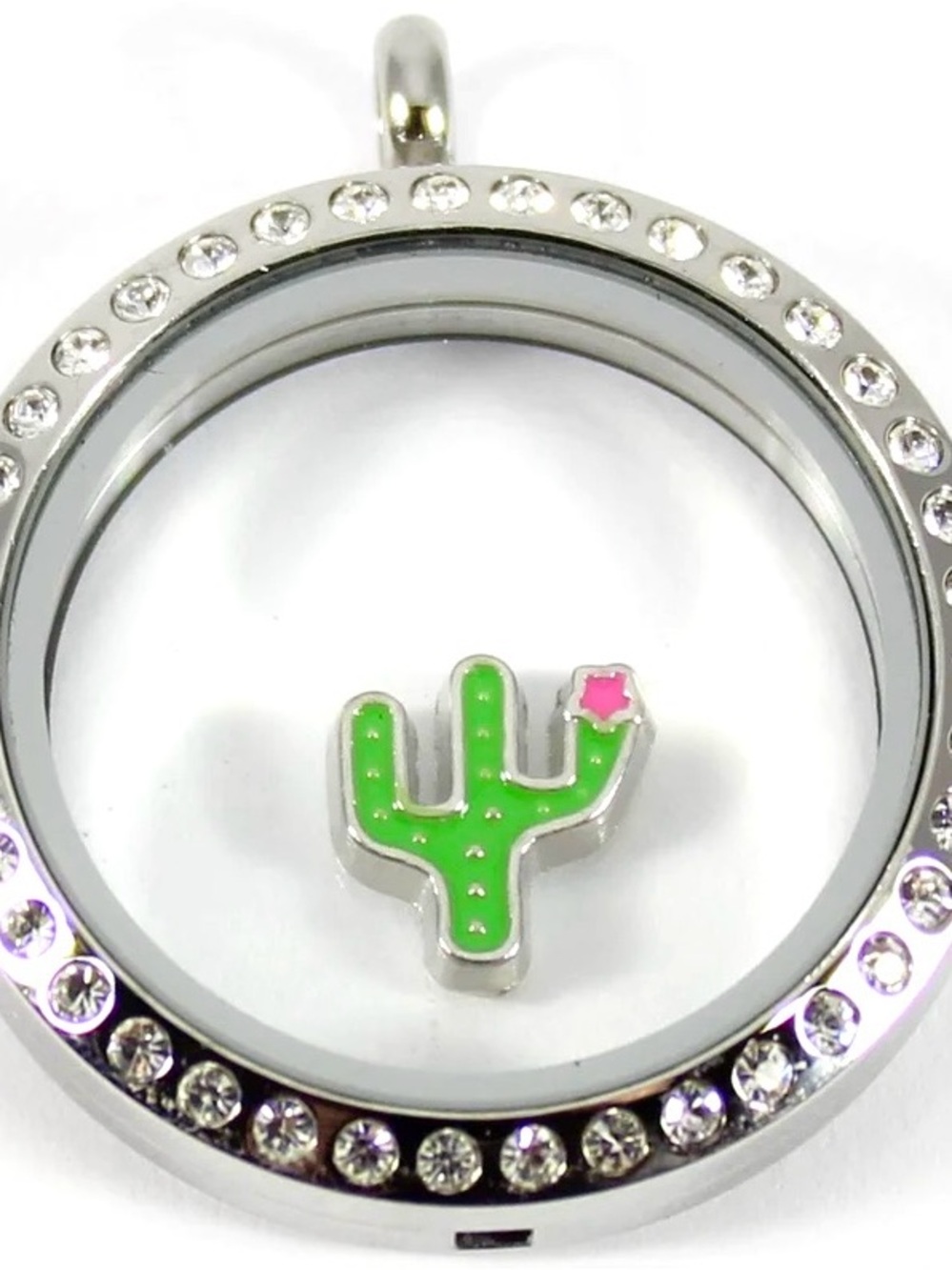 Origami Owl Silver Green Cactus Charm